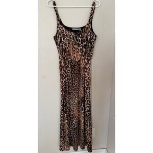 Women's NY Collection leopard print maxi Stretchy Elastic Waist dress Size M